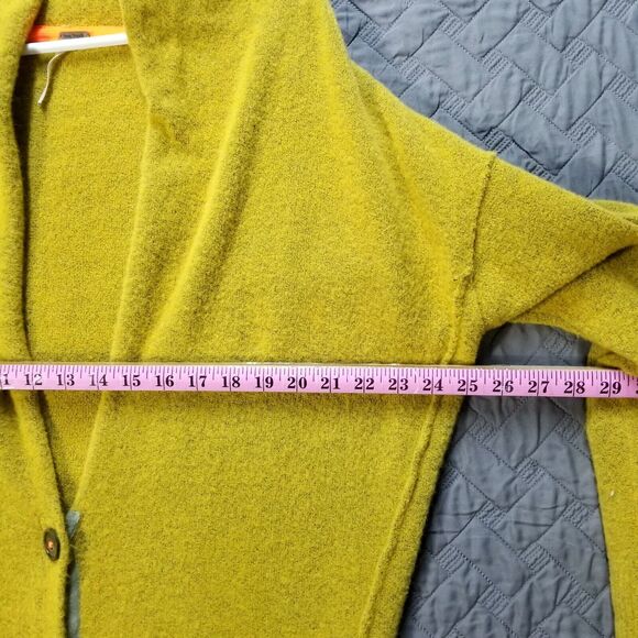 Free People Schoolboy  Cardigan Yellow V-Neck Sz XS Button Up Sweater Oversized - Picture 7 of 11